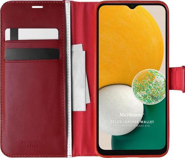 Microsonic Samsung Galaxy A04S Kılıf Delux Leather Wallet Kırmızı - Image 1