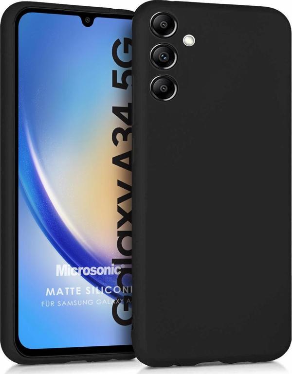 Microsonic Matte Silicone Samsung Galaxy A34 Kılıf Siyah - Image 1
