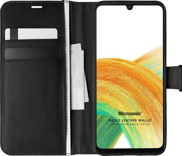 Microsonic Samsung Galaxy A33 5G Kılıf Delux Leather Wallet Siyah - Image 1