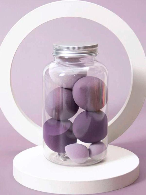 7'li Lila Tonları Kavanoz Makyaj Süngeri Seti - Image 1