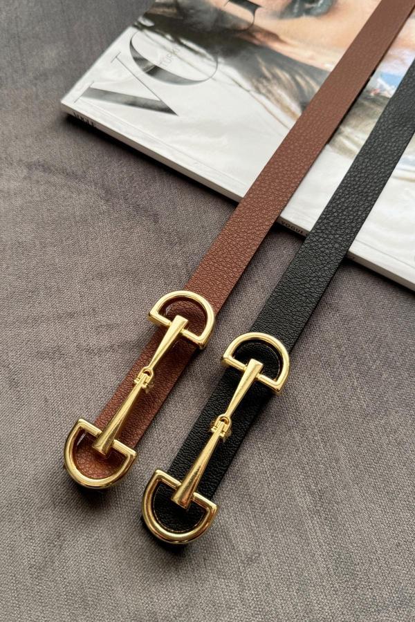 Kadın 2'li Gold Tokalı Pantolon, Gömlek, Ceket, Elbise, Kazak Kemeri - Image 1