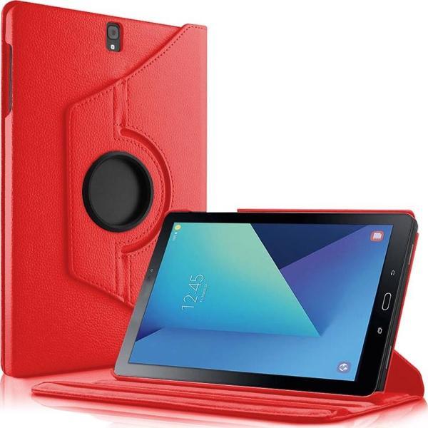Microsonic Samsung Galaxy Tab S3 9.7'' T820/T825 Kılıf 360 Dönerli Stand Deri Kırmızı - Image 1
