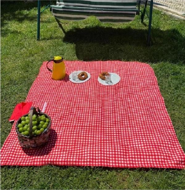 Kırmızı Çantalı Piknik Örtüsü 150x160 Cm - Image 1
