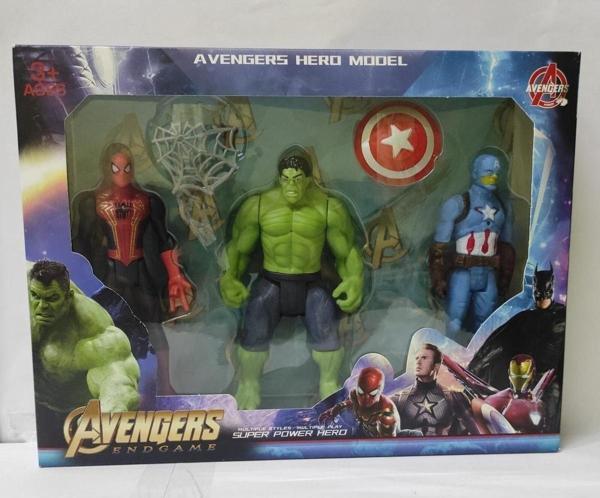 Avengers Süper Kahramanlar 3lü Figür Işıklı Spiderman Hulk Kaptan Amerika - Image 1