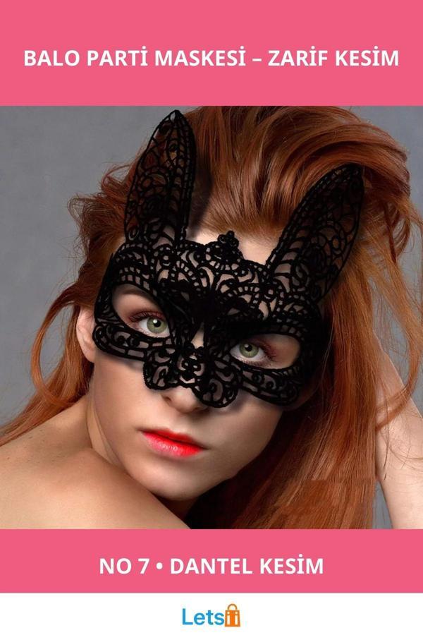 Şık Siyah Dantel Kesim Balo Parti Maskesi - Image 1