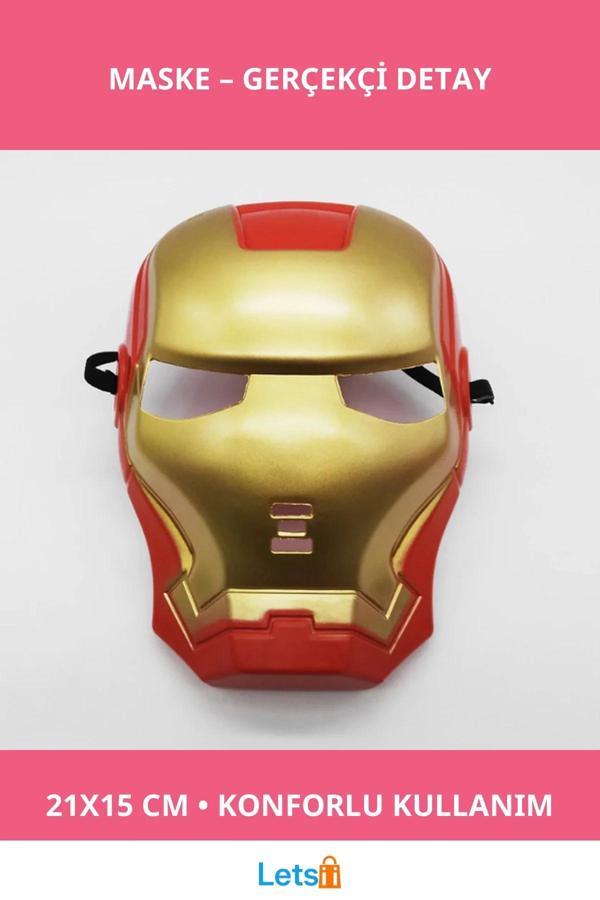 Detaylı Tasarımlı İron Man Maskesi Demir Adam Maskesi - Image 1