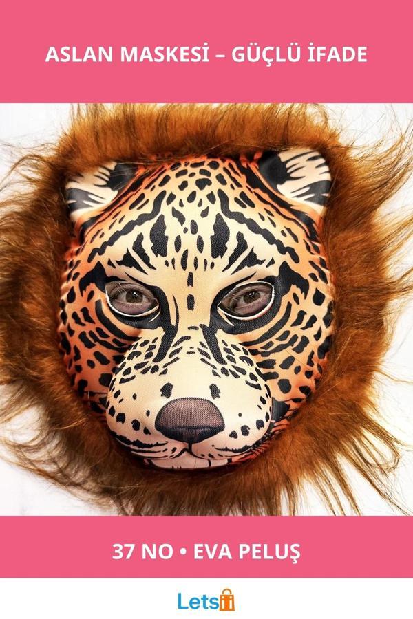 Kahverengi Saçlı Yeleli Aslan Maskesi Eva Mega Peluş 37 No - Image 1