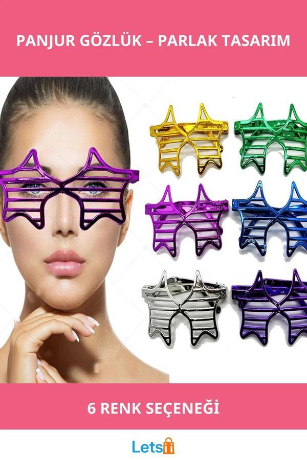 Metalize Ekstra Parlak Yıldız Panjur Parti Gözlüğü 6 Renk 6 Adet - Image 1