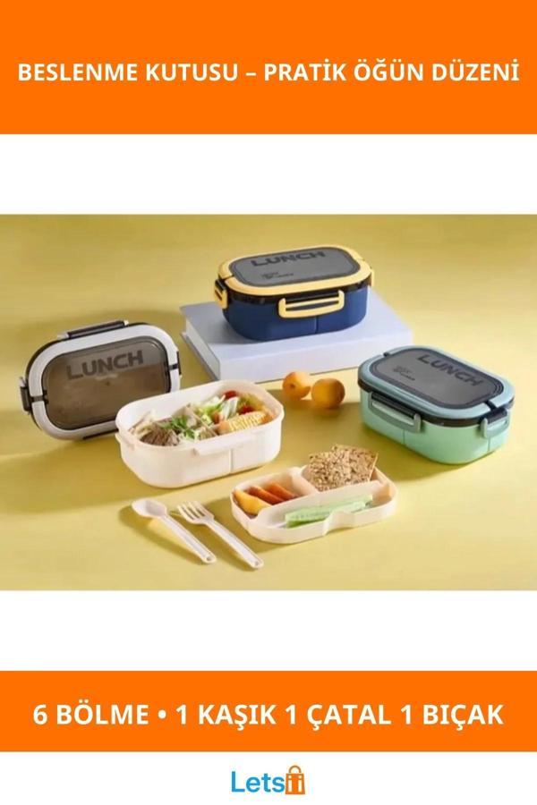 Tek Katlı 2x3 Bölmeli Gıda Güvenli Plastik Beslenme Kutusu - Image 1