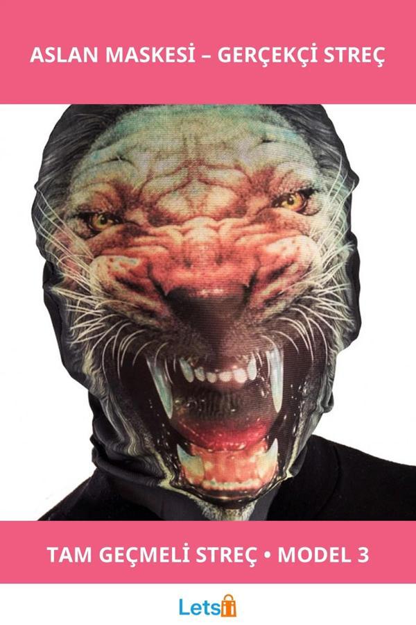 Tam Geçmeli Streç Aslan Maskesi Yetişkin - Image 1
