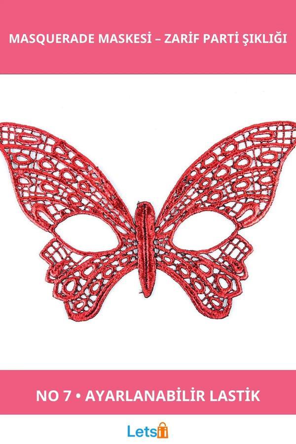 Kırmızı Dantel Masquerade Maskesi 7 No Parti Kostüm Aksesuarı - Image 1