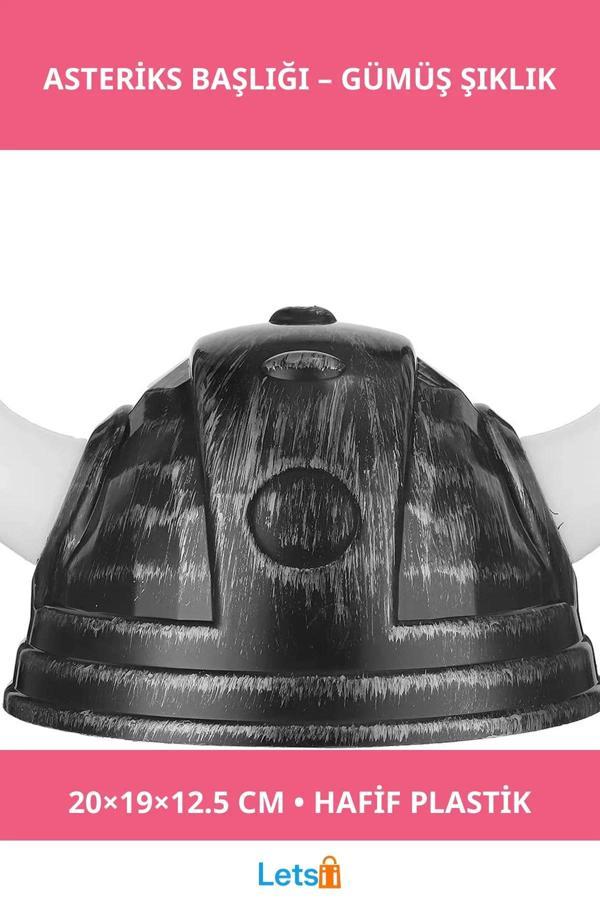 Viking Asteriks Gümüş Renkli Eğlenceli Kostüm Başlığı - Image 1