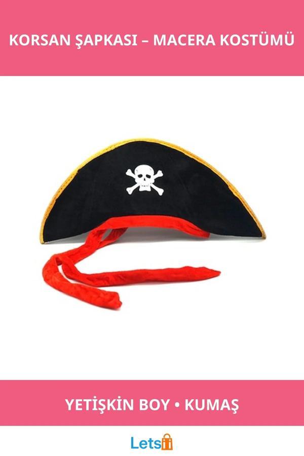 Karayip Korsanları Kaptan Jack Kumaş Korsan Şapkası Yetişkin - Image 1