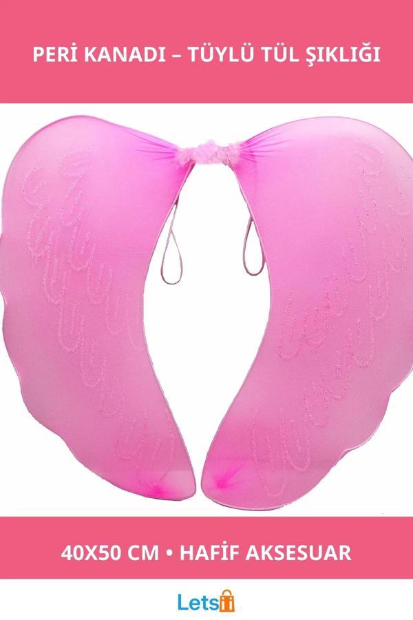 Pembe Tüylü Tül Peri Kanadı 40x50 cm - Image 1