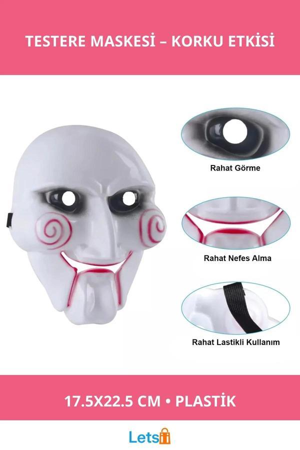 Dayanıklı Plastik Testere Saw Maskesi 17.5 x 22.5 cm Cadılar Bayramı Kostüm Aksesuarı - Image 1