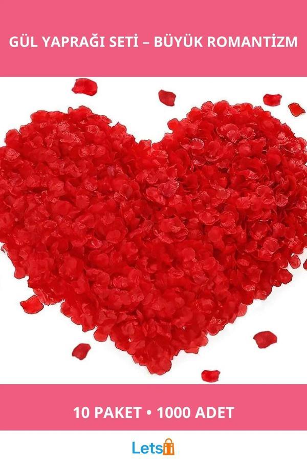 Kırmızı Renk Gül Yaprağı 10 Paket 1000 Adet Dekoratif Konfeti - Image 1