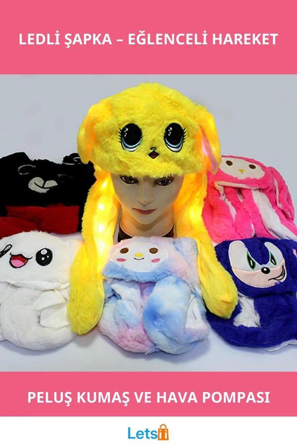 LED Işıklı Kulak Hareketli Şapka - Image 1