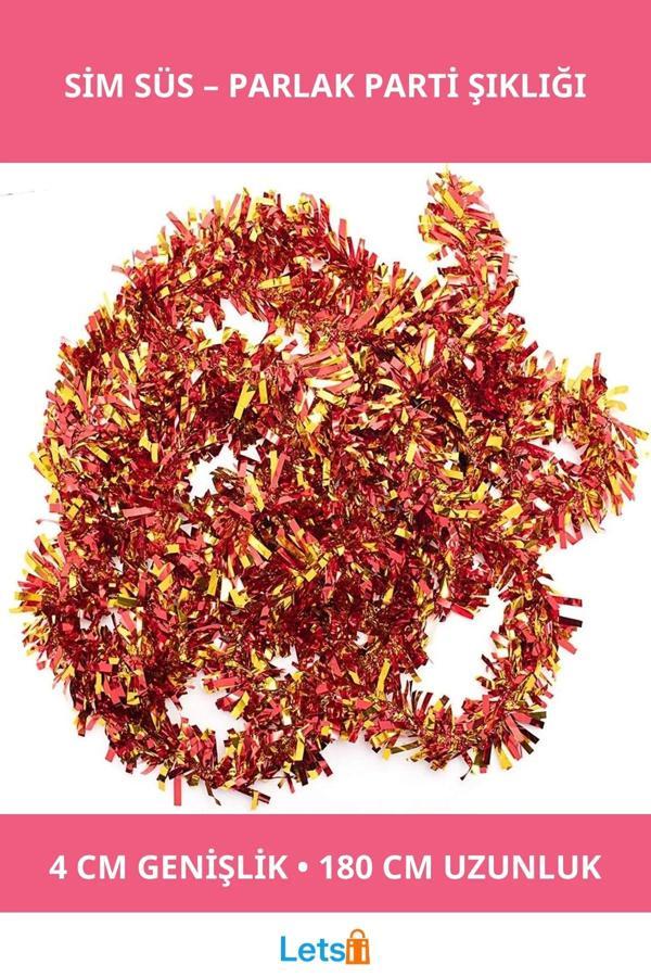 Kırmızı Altın Renk Çift Renk Sim Süs 180cm - Image 1