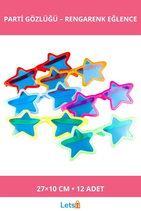 Büyük Yıldız Parti Gözlüğü Karışık Renk 12 Adet - Image 1
