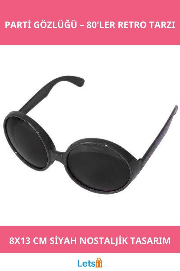 80'ler Nostaljik Siyah Renk Yeşilçam Parti Gözlüğü - Image 1
