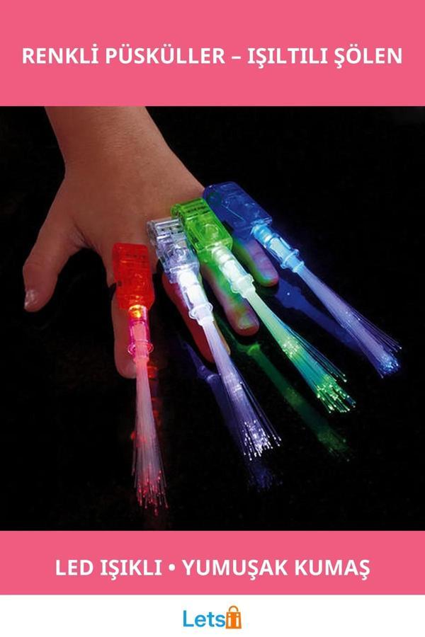Led Işıklı Renkli Püsküller 4 Adet Parti Dekorasyonu - Image 1