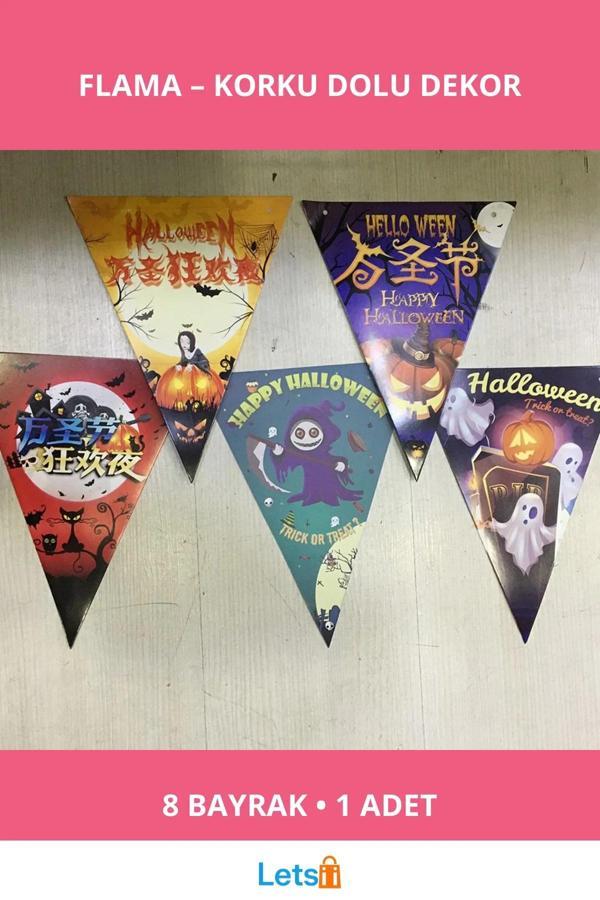 Cadılar Bayramı Bayrak Süsü 8'li Flama Set - Image 1