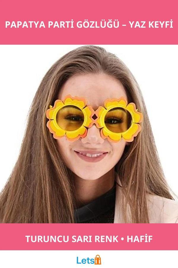 Papatya Şekilli Turuncu Sarı Hawaii Parti Gözlüğü - Image 1
