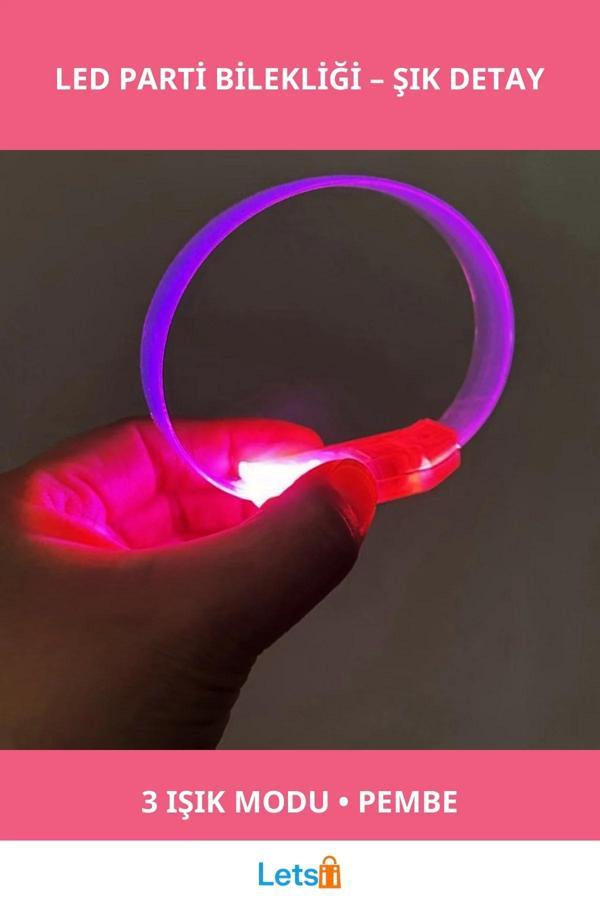 3 Modlu LED Işıklı Esnek Parti Bilekliği Pembe - Image 1