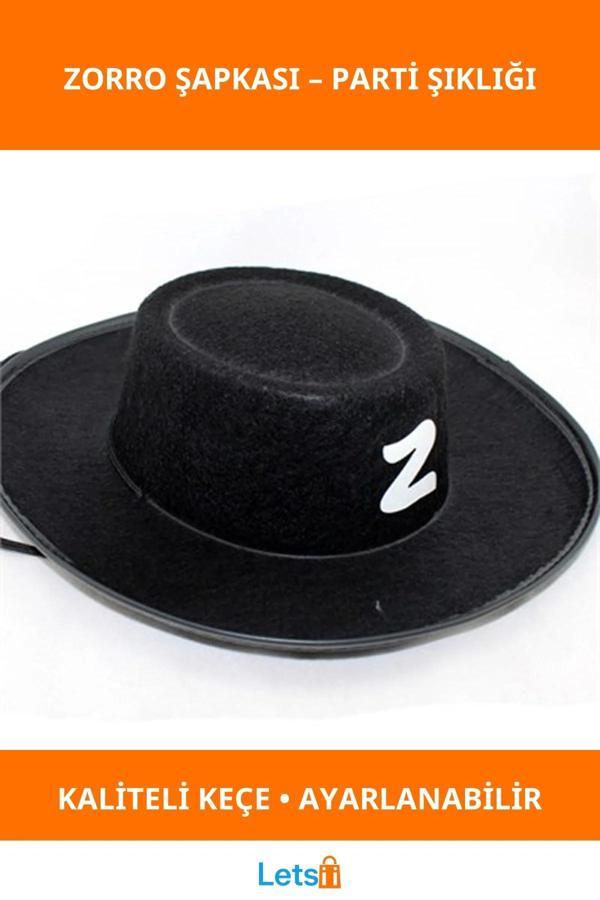Siyah Zorro Şapkası Yetişkin Rahat Parti Aksesuarı - Image 1