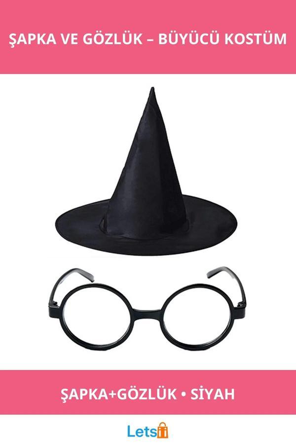Harry Potter Siyah Büyücü Şapkası ve Gözlüğü Seti - Image 1