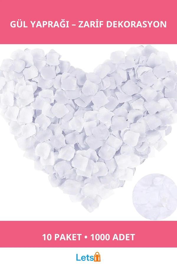 Beyaz Renk Gül Yaprağı 10 Paket 1000 Adet Dekoratif Konfeti - Image 1