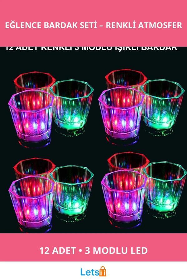 12 Adet LED Işıklı Eğlenceli Renk Değiştiren Parti Bardak - Image 1