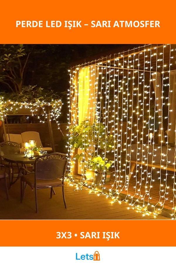 3 x 3 Sarı Işık Perde LED İç Mekan Aydınlatma - Image 1