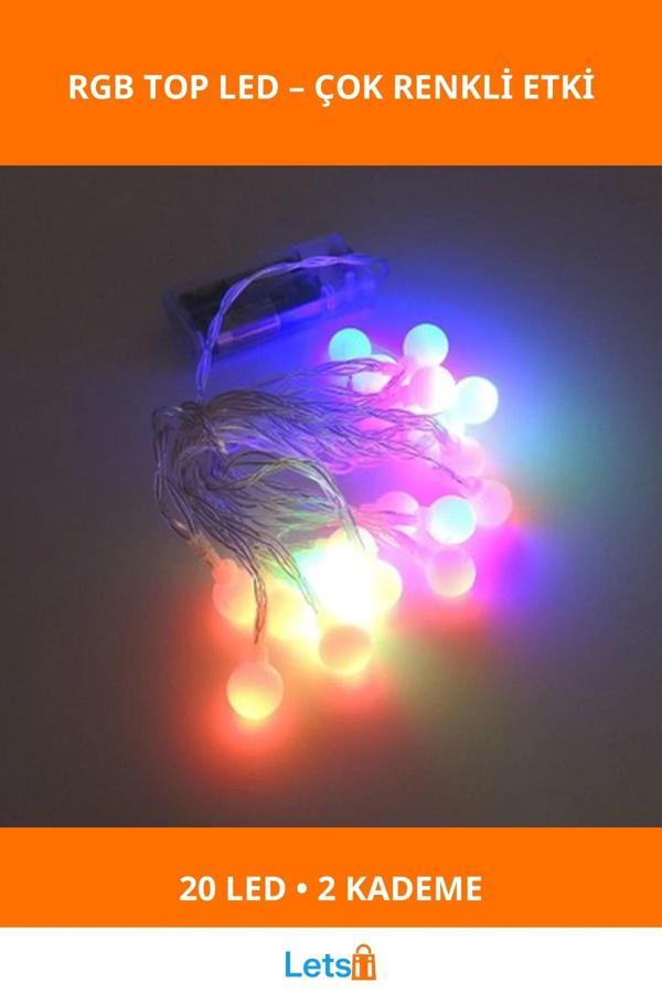 3m 20 LED Beyaz Top RGB Renk Değiştiren Pilli Aydınlatma - Image 1