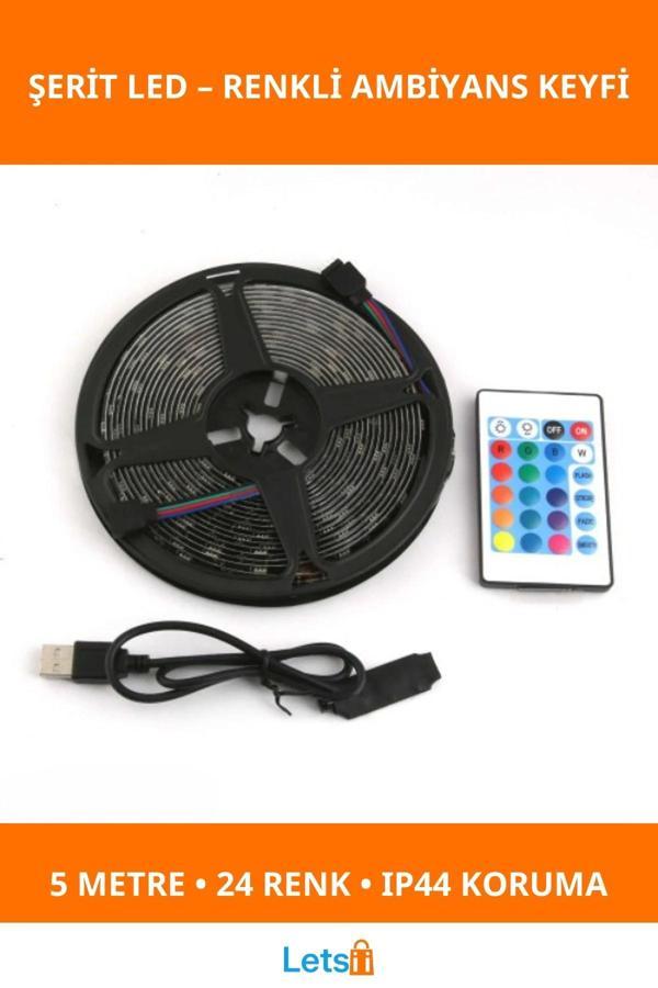 RGB Kumandalı 30 LED USB Aydınlatma Şeridi 5m - Image 1