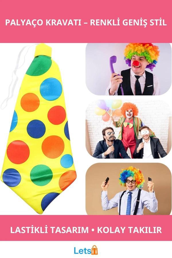 Lastikli Geniş Kesim Renkli Palyaço Kravatı - Image 1