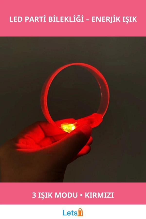 3 Modlu Pilli LED Işıklı Esnek Parti Bilekliği Kırmızı - Image 1