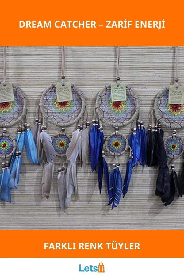 Rüya Kapanı Renkli Tüyler ile Huzur Veren Dekoratif Aksesuar - Image 1