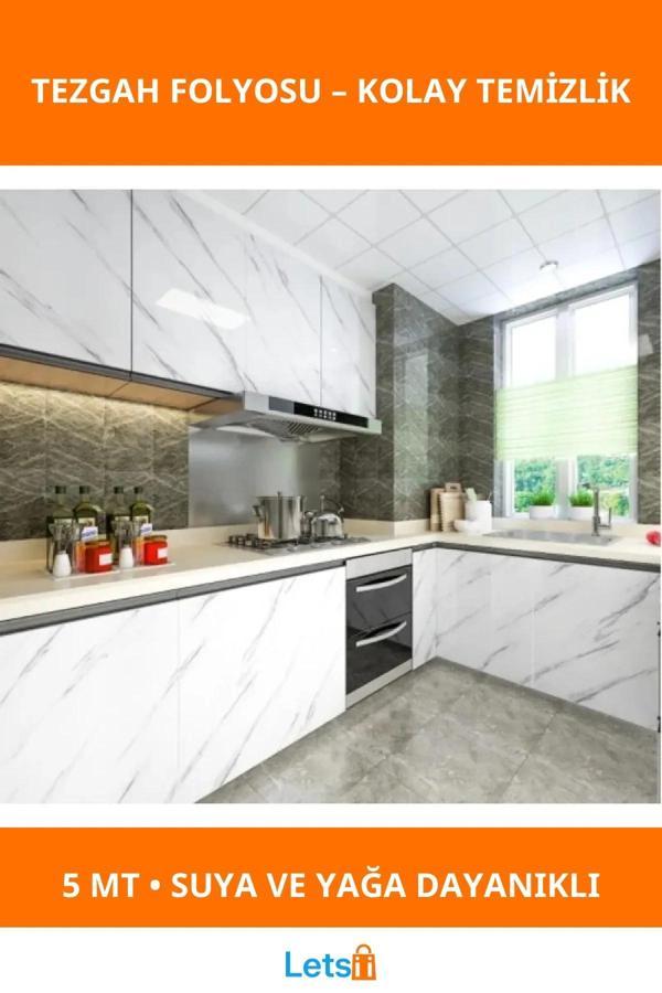 Mermer Desenli Su Geçirmez Yapışkanlı Tezgah Folyosu 5m 60cm - Image 1