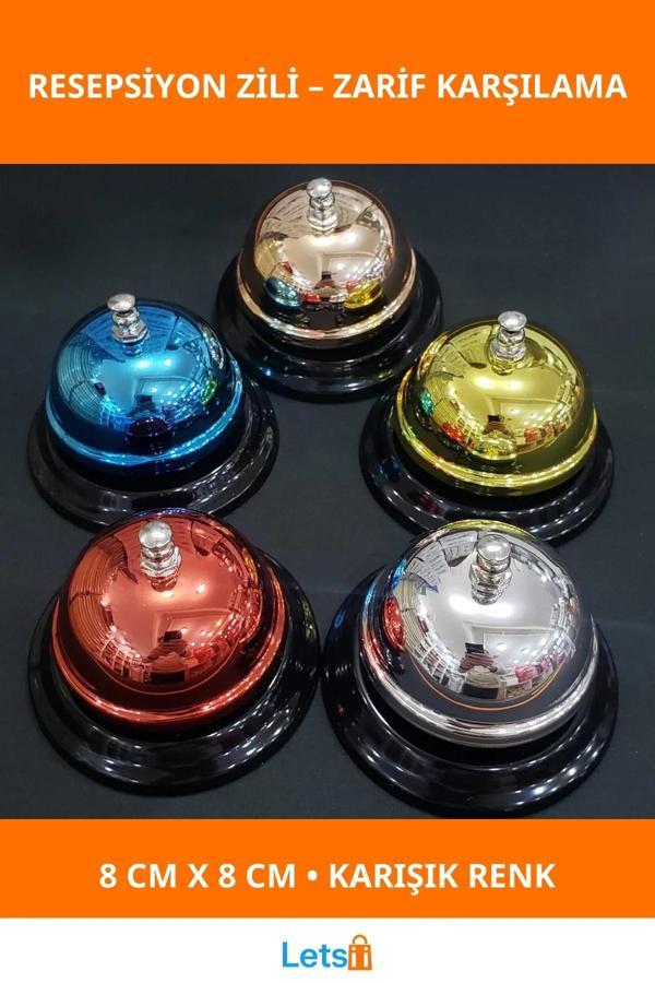 Renkli Metal Resepsiyon Zili 8cm Şık Tasarım Ofis Otel Mağaza - Image 1