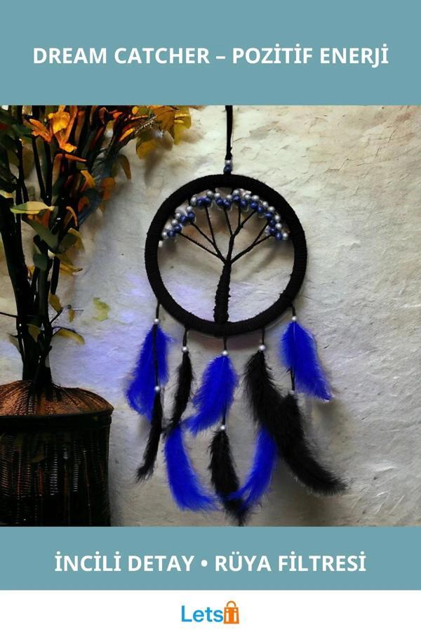 Mavi İncili Hayat Ağacı Rüya Kovanı Dream Catcher - Image 1