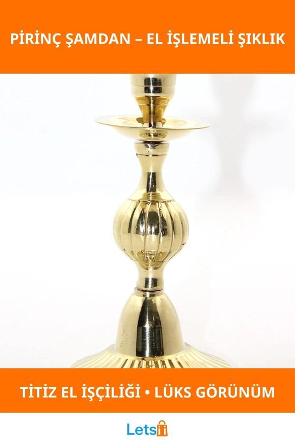 Zarif El İşçiliğiyle Pirinç Tekli Şamdan Model 3 - Image 1