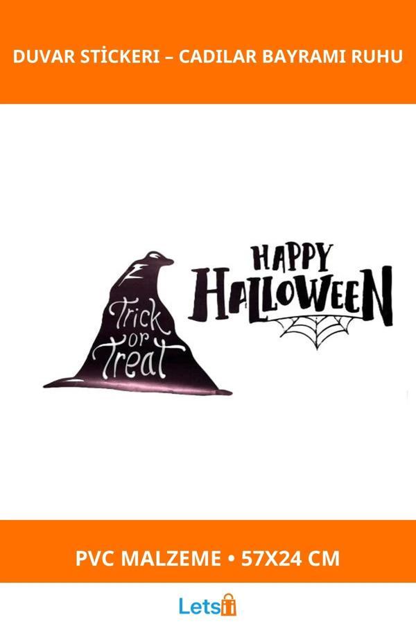 Happy Halloween Temalı Eğlenceli Duvar Stickerı 57 cm x 24 cm - Image 1
