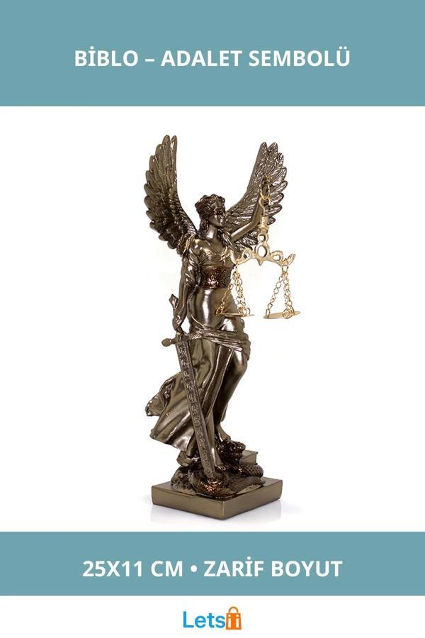 Kanatlı Adalet Biblosu Zarif Dekoratif Figür (25x11 cm) - Image 1