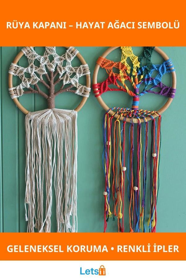 Rüya Kapanı Dream Catcher Hayat Ağacı Renkli Dekoratif Aksesuar - Image 1