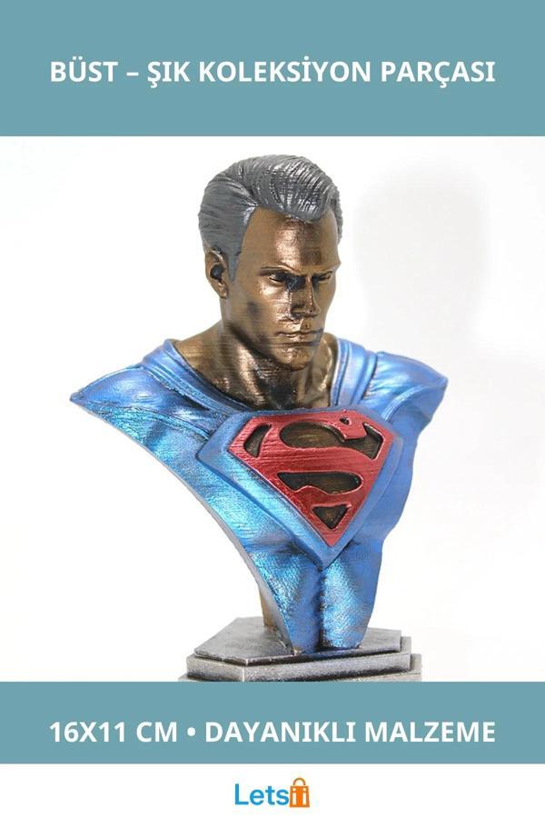 Özel Tasarım Süperman Büst Figürü 16x11 cm - Image 1