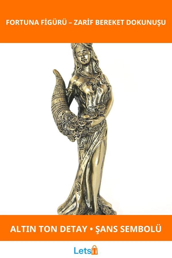 Altın Tonlu Polyester Bereket Tanrıçası Fortuna Figürü - Image 1