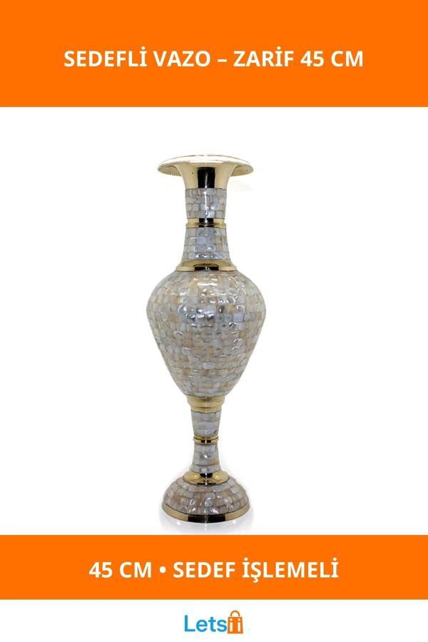 45 Cm Pirinç Sedefli Şık Dekoratif Vazo - Image 1