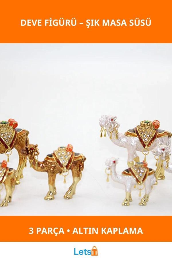 Swarovski Taşlı Estetik 3 Adet Deve Figürü - Image 1