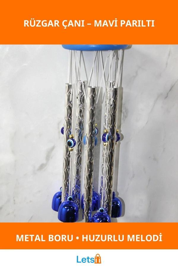Mistik Mavi Metal Rüzgar Çanı Dekoratif Bahçe Balkon Aksesuarı - Image 1
